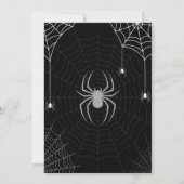 Black Spider Web Typografie Halloween Party Kaart (Achterkant)