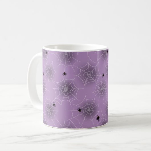 Black Spider White Web violet Halloween Mug (Devant gauche)