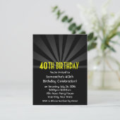 Black Spotlight Marquee 40th Party Invitations (Debout devant)