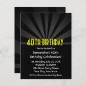 Black Spotlight Marquee 40th Party Invitations (Devant / Derrière)