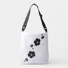 Black Spring Flowers Cross Body Canvas tas