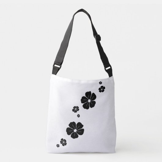 Black Spring Flowers Cross Body Canvas tas (Voorkant)