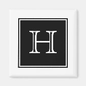 Black Square Monogram Magnet Magneet (Voorkant)