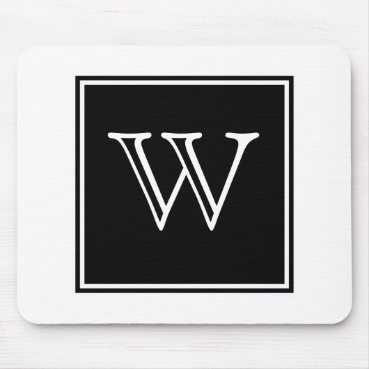 Black Square Monogram Mousepad Muismat (Voorkant)