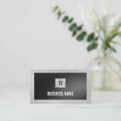 Black Square Monogram Silver Metal Construction Visitekaartje (Staand voorkant)