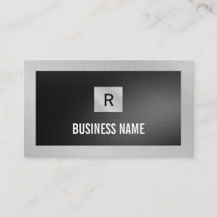 Black Square Monogram Silver Metal Construction Visitekaartje