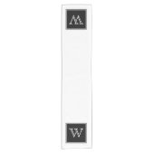 Black Square Monogram Table Runner Korte Tafelloper (Voorkant)