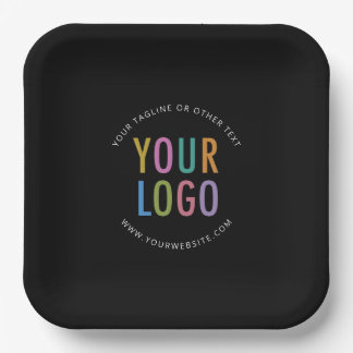 Black Square Paper Plates 9 in Custom Logo Branded Papieren Bordje