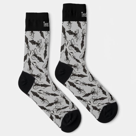 Black Squid Pattern Socks Sokken (Rechts)