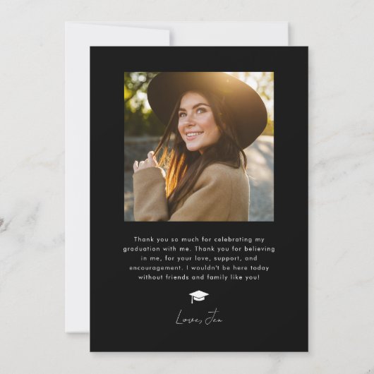 Black Squiggly Wavy Lijst Afstuderen Dank u Aankondiging (Achterkant)