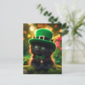 Black St. Patrick's Day Kitten Briefkaart (Staand voorkant)