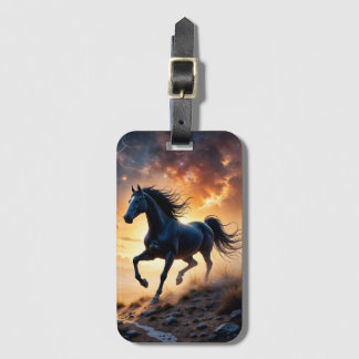Black Stallion in Desert  Bagagelabel