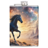 Black Stallion in Desert  Heupfles (Voorkant)