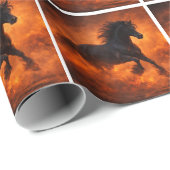 Black Stallion Running Through Orange Mist Cadeaupapier (Rol Hoek)