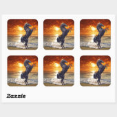 Black Stallion Vierkante Sticker (Vel)