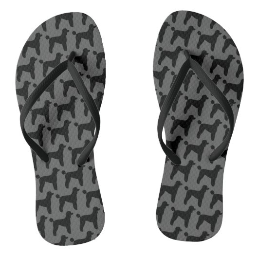 Black Standard Poodle Silhouettes Patroon Teenslippers (Voetbed)