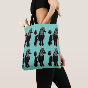 Black Standard Poodles Turquoise Blauwgroen Canvas Draagtas