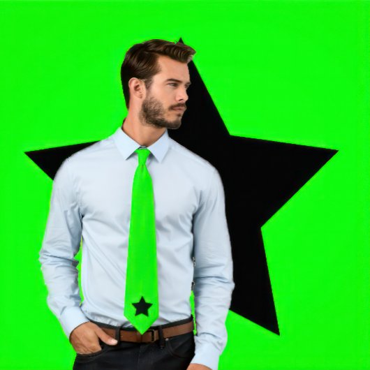 Black Star sur Neon Green Cravate
