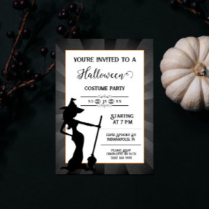 Black Starburst Heks Halloween Feestuitnodiging Kaart