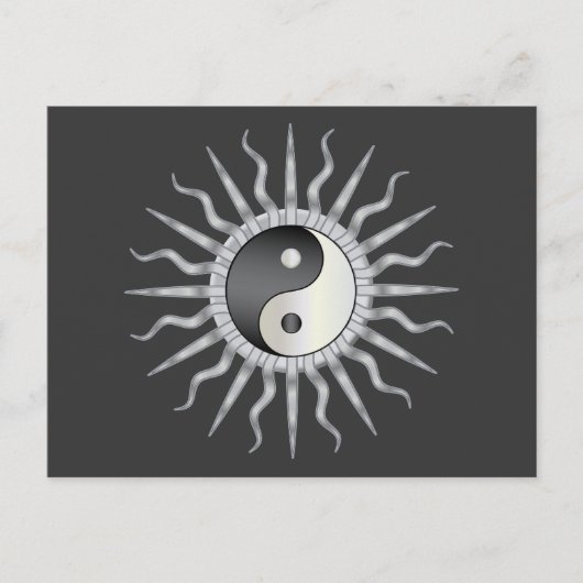 Black Starburst Yin Yang Briefkaart (Voorkant)