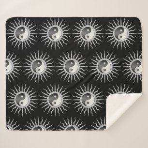 Black Starburst Yin Yang Sherpa Deken