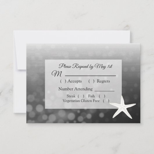 Black Starfish Oceanic Wedding Carte RSVP (Devant)
