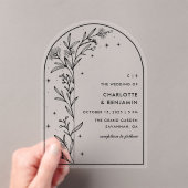 Black Starry Celestial Arch Botanische bruiloft Acryl Uitnodigingen (Insitu (Draagbaar))