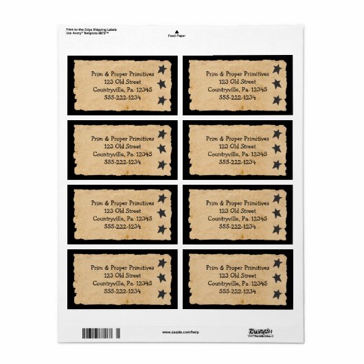 Black Stars Étiquette principal (Feuille entière)