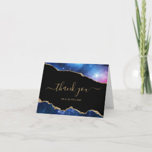 Black & Stars Marine Blue Gold Carte de remercieme