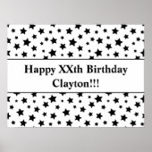 Black Stars with Message Anniversaire Poster (Devant)