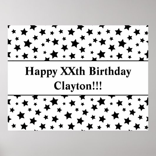 Black Stars with Message Anniversaire Poster (Devant)