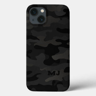 Black Stealth Camo met Initialen iPhone 13 Hoesje