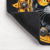 Black steampunk cat with orange glasses muismat (Hoek)