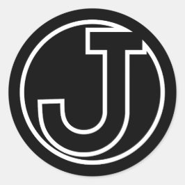 Black Sticker Circle Letter J