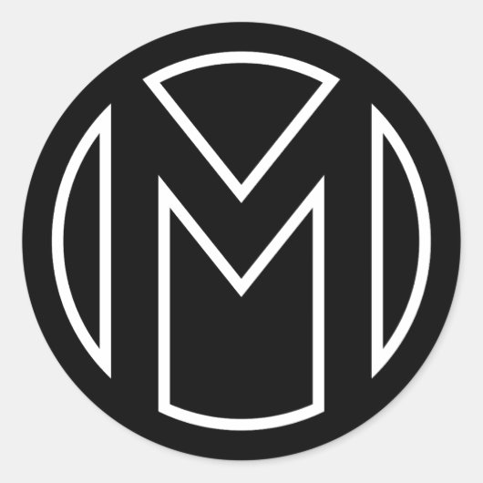 Black Sticker Cirkel Letter M (Voorkant)