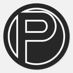 Black Sticker Cirkel Letter P