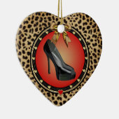 Black Stiletto Cheetah Heart Ornament (Rechts)