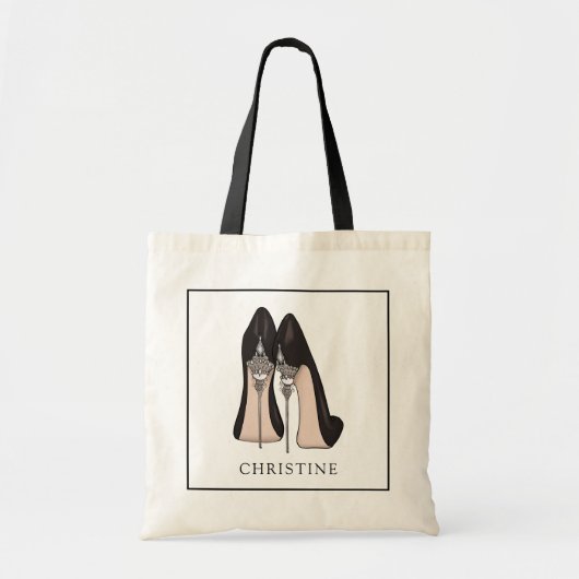 Black stiletto fashion design tote bag (Voorkant)