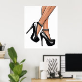 Black Stiletto Heels en Legs Poster (Thuiskantoor)