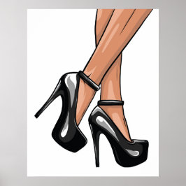 Black Stiletto Heels en Legs Poster
