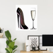 Black Stiletto Shoe and Champagne Print (Thuiskantoor)