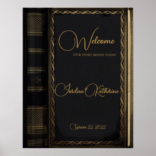 Black  Storybook Welcome Wedding Poster (Voorkant)
