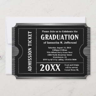 Black Stried Afstuderen Ticket Invitation Kaart