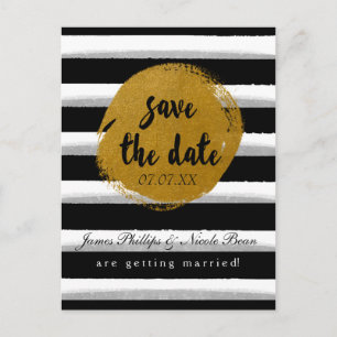Black Stried & Gold Foil Enregistrer La Carte Post