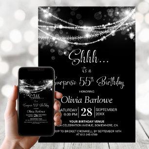 Black String Lights Verrassing 55ste Verjaardagsfe Kaart
