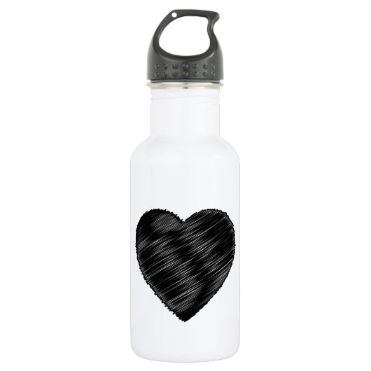 Black Strip Heart Waterfles (Voorkant)