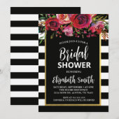 Black Stripe Floral Bridal Shower Kaart (Voorkant / Achterkant)