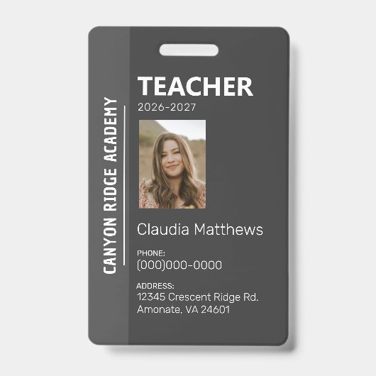 Black Stripe Homeschool Educator ID Badge (Voorkant)
