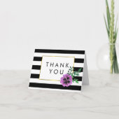 Black Stripe & Purple Pansy Merci Cartes (Devant)
