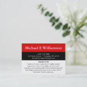 Black Stripe Red RESUME Visitekaartjes (Staand voorkant)